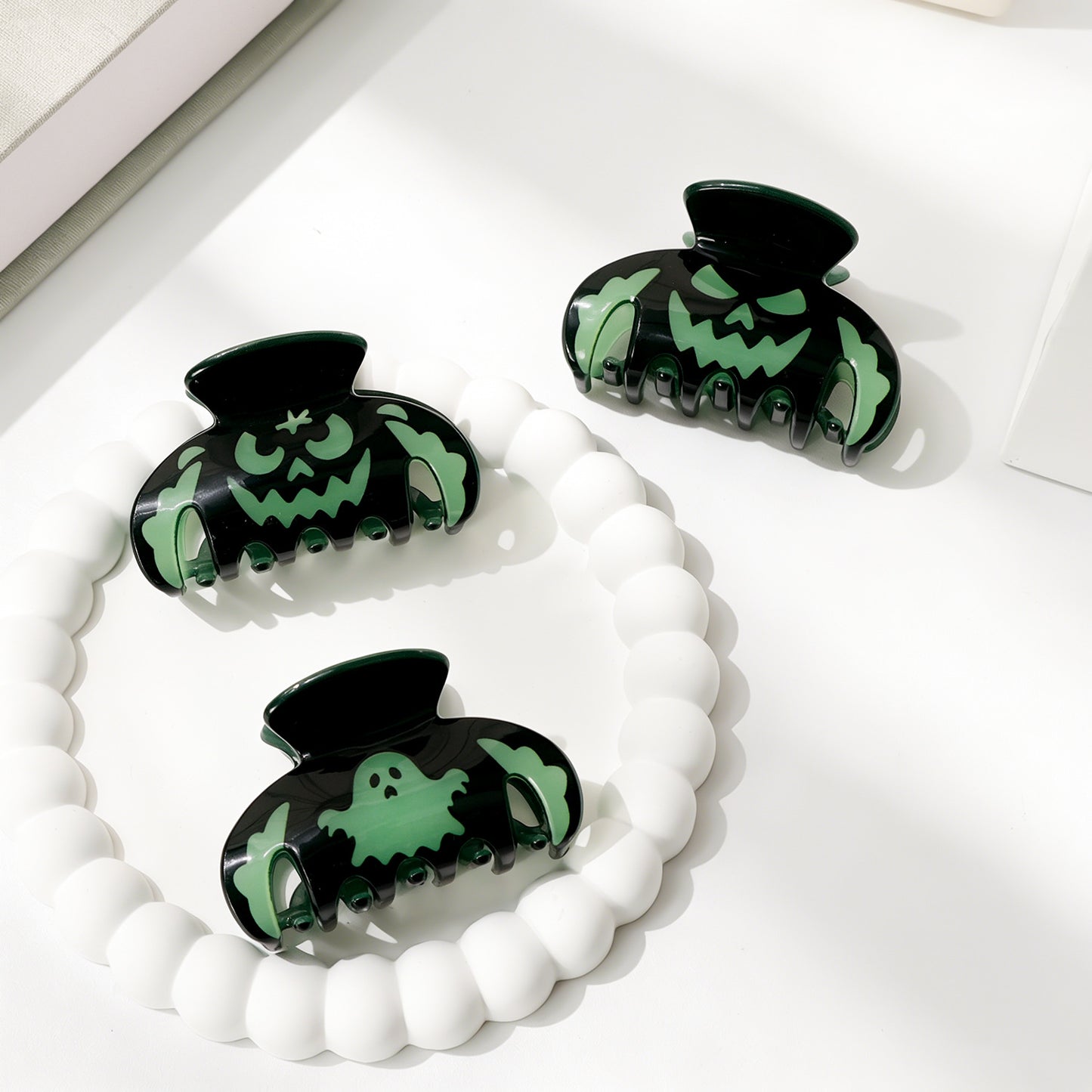 Halloween Glow in the Dark Pumpkin Ghost Claw Clips