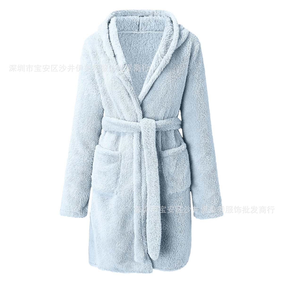 Womens Hooded Plush Fleece Robe Soft Warm Winter