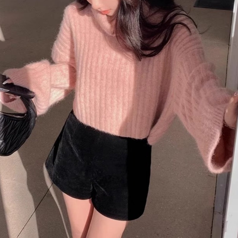 Oversized Ribbed Turtleneck Sweater Slouchy Knit