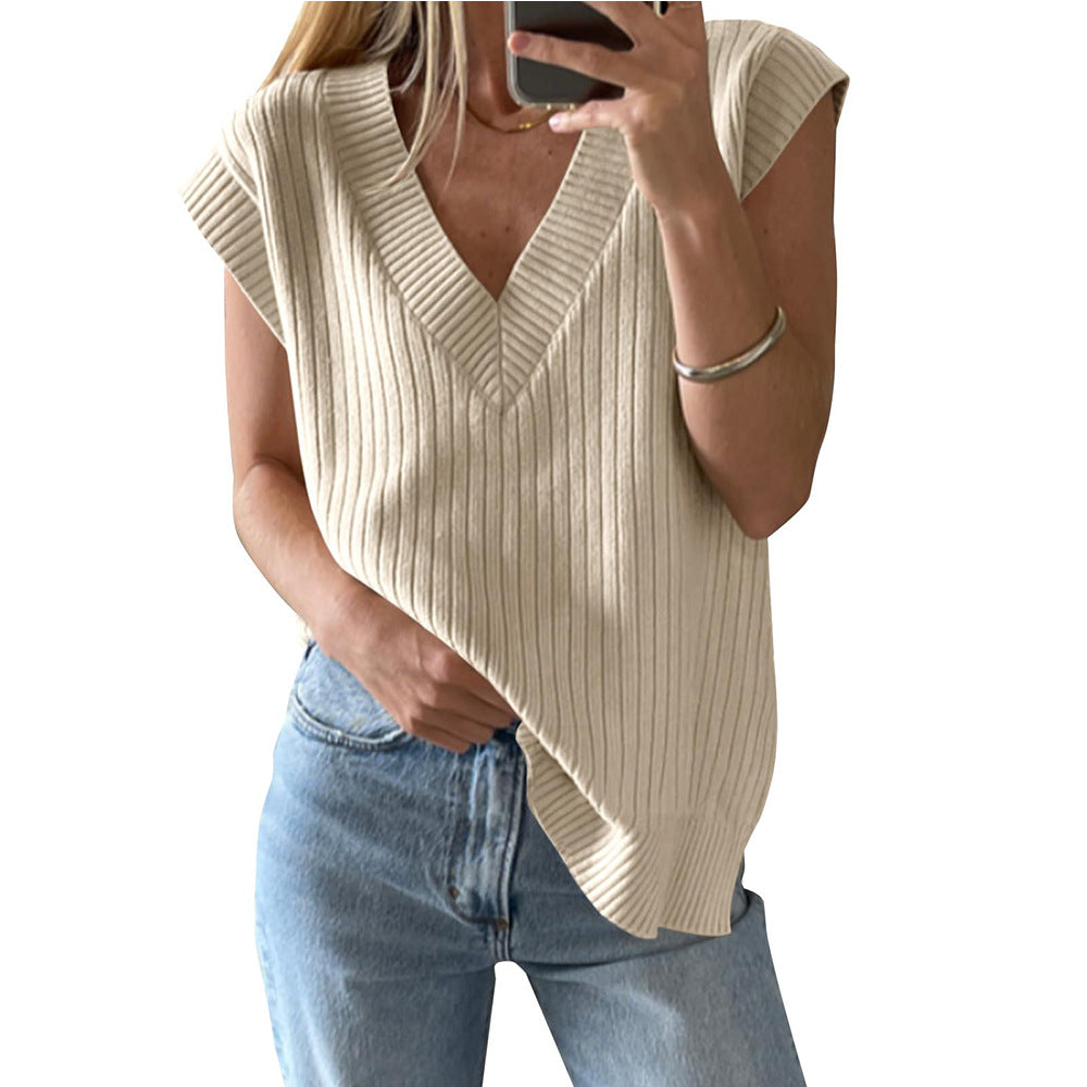 V-Neck Sleeveless Casual Sweater Vest