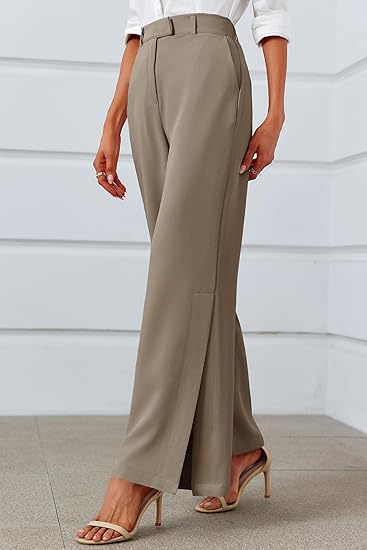 Women's High-Waisted Split Wide-Leg Pants – Elegant Business Trousers
