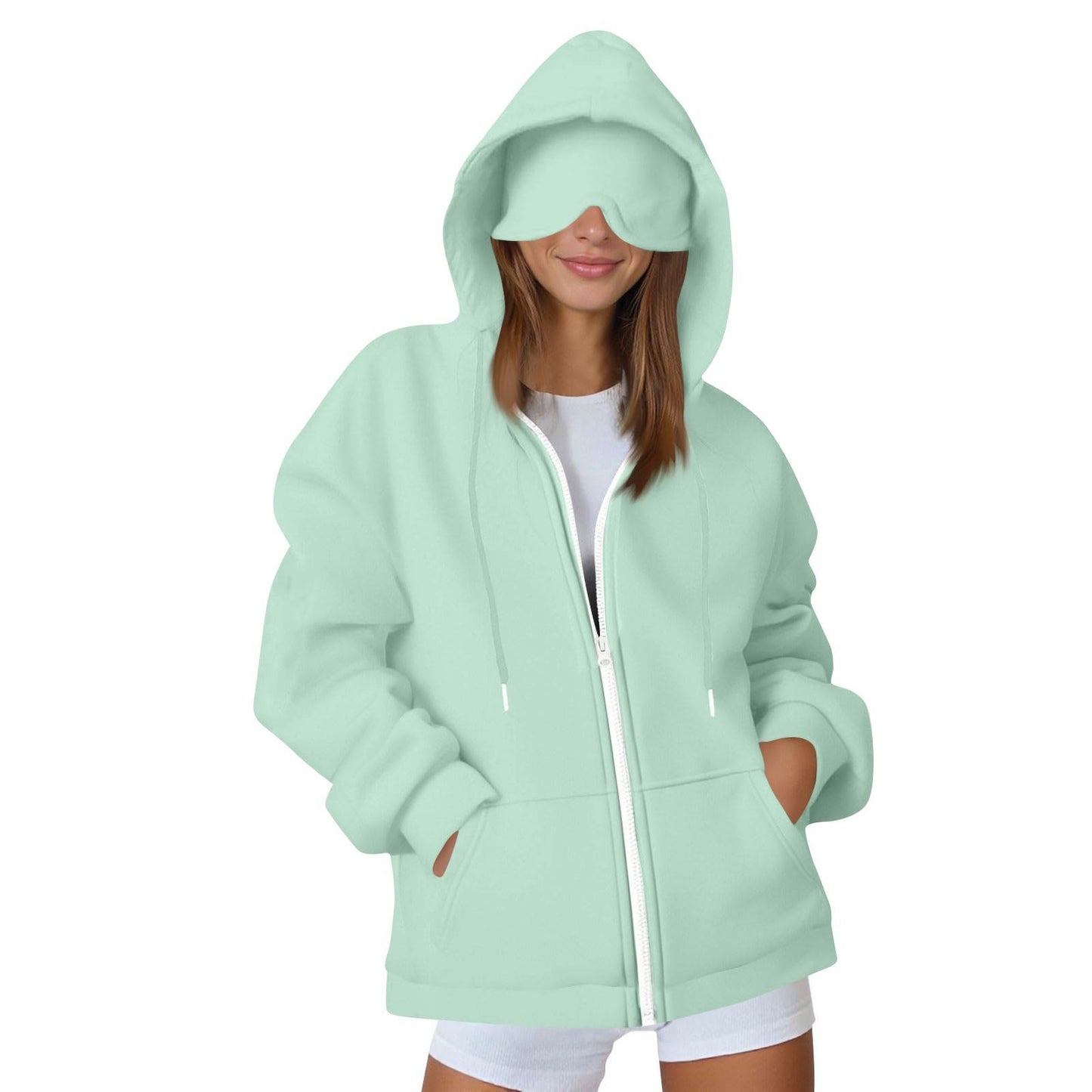 Oversized Zip Up Hoodie Women with Pockets