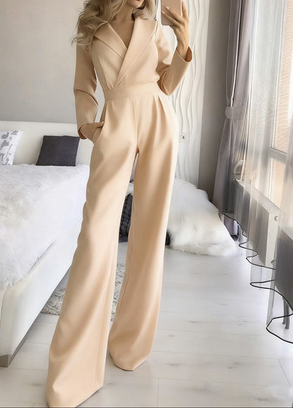 Women's Long Sleeve Blazer Wide Leg Jumpsuit