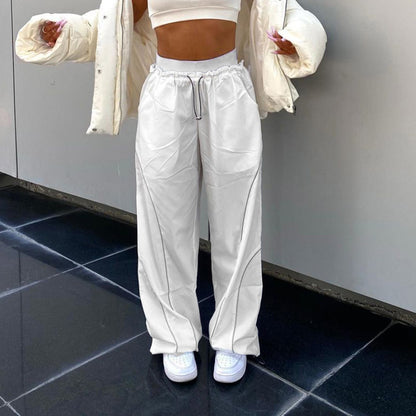Women's High Waisted Parachute Pants Drawstring Wide Leg