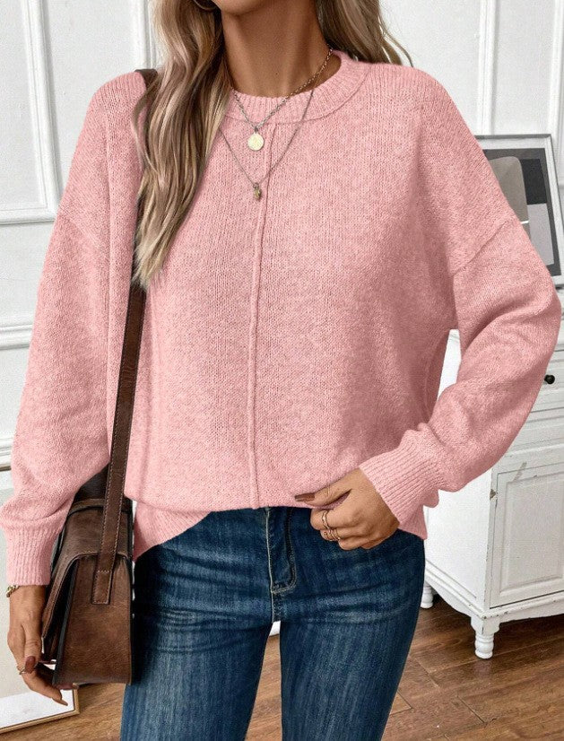 Women's Crewneck Knit Pullover Sweater Long Sleeve Casual