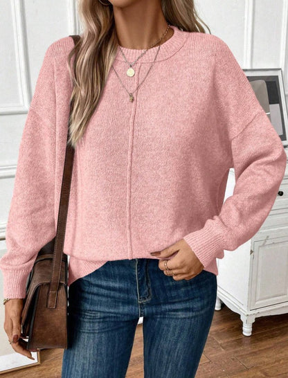 Women's Crewneck Knit Pullover Sweater Long Sleeve Casual