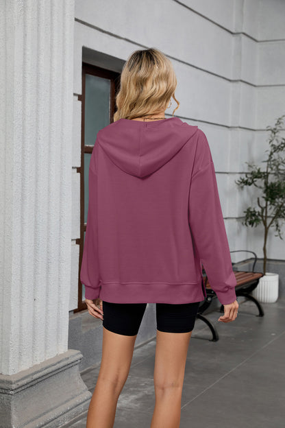 Womens Half Zip Hoodie Oversized Pocket Sweatshirt