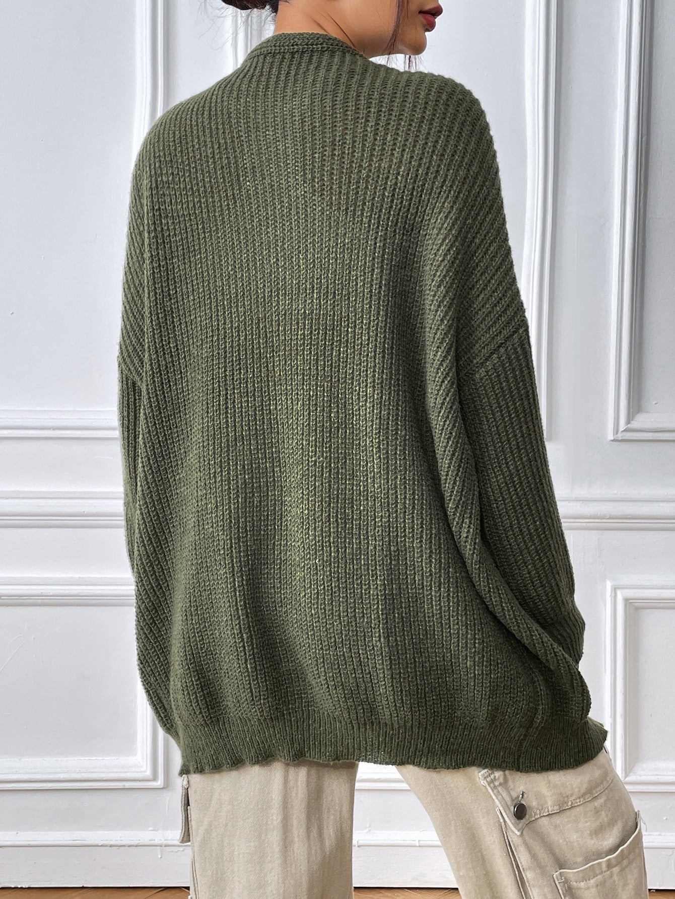 Women's Simple Casual Cardigan Solid Color Long-sleeved Jacket