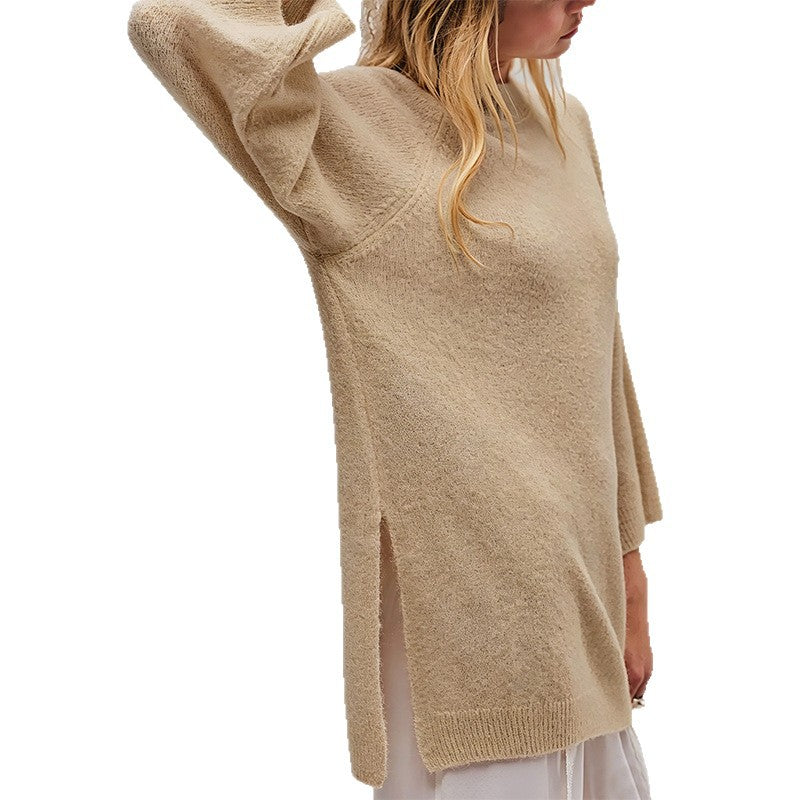 Oversized Knit Sweater Crew Neck Pullover Casual Top