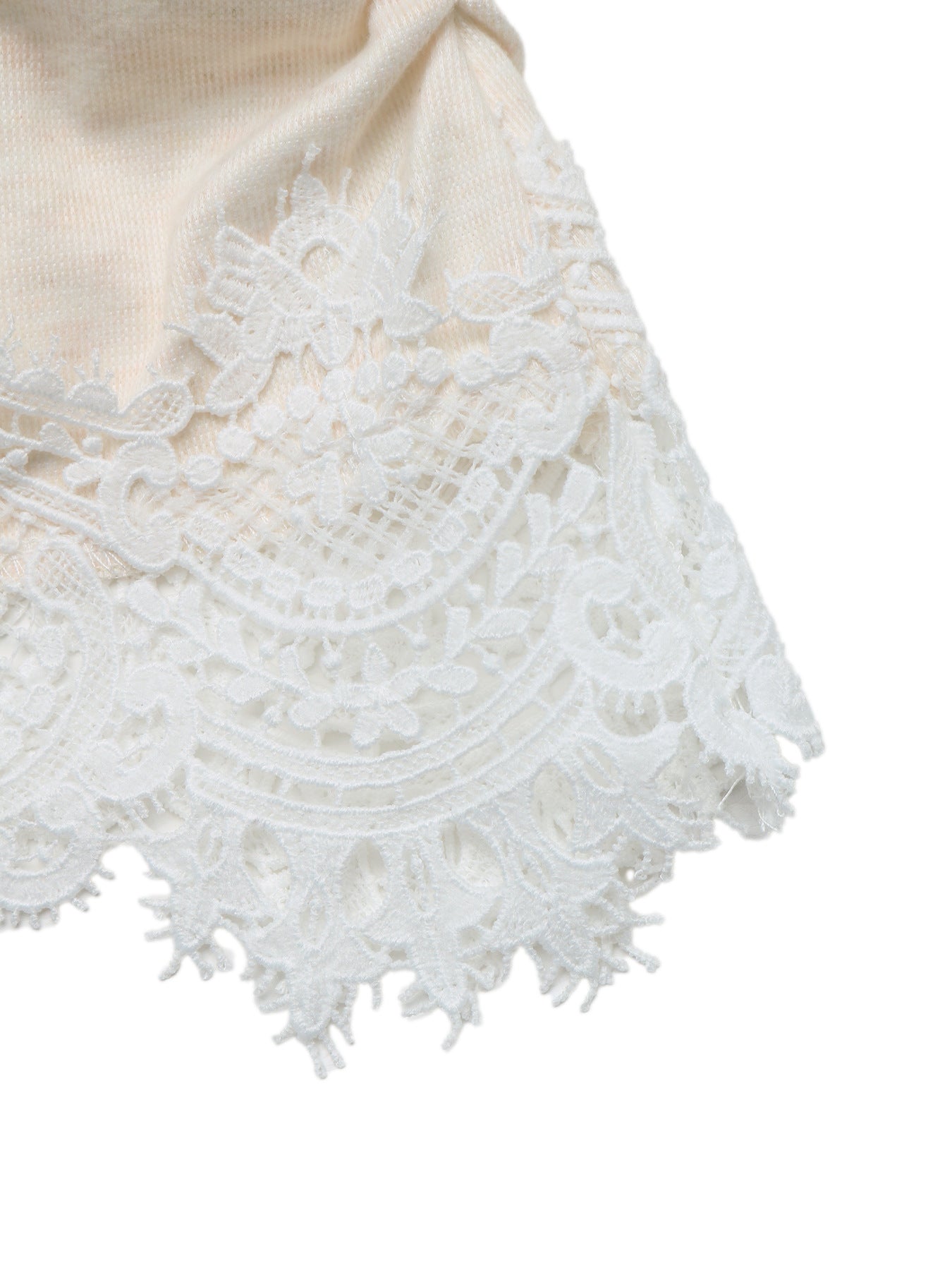 Lace Hem Long Sleeve Top Ruched Crew Neck Slim Fit