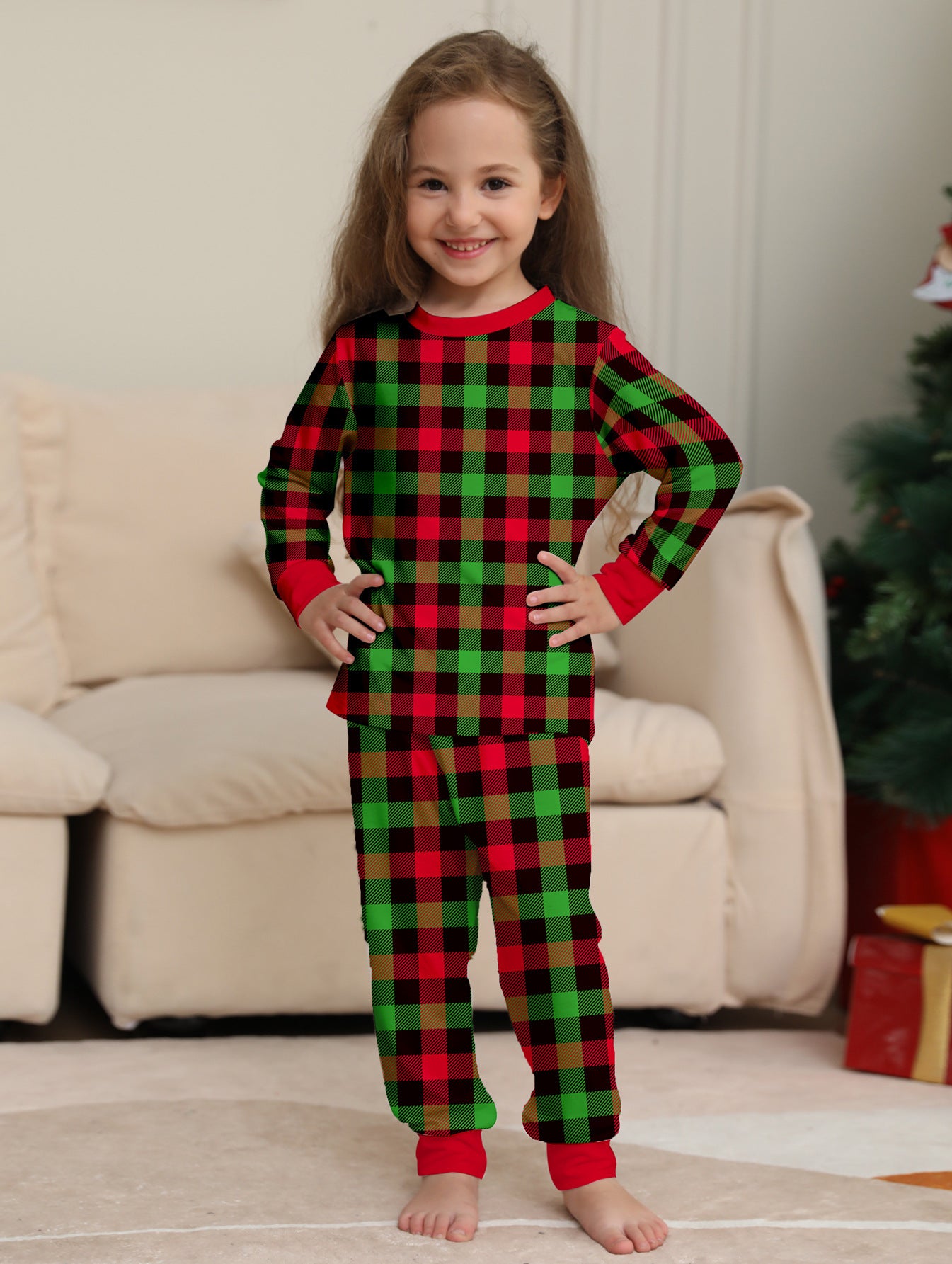 Plaid Parent-child Print Loungewear Christmas Pajama Set