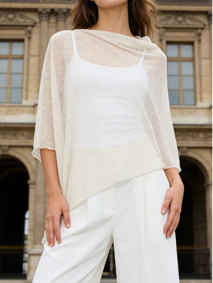 Sheer Chiffon Poncho Top Batwing Resort Cover Upr