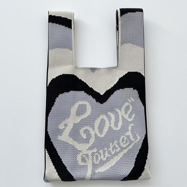 Gradient Love Woman's Knitted Tote Bag Knit Waist Bag