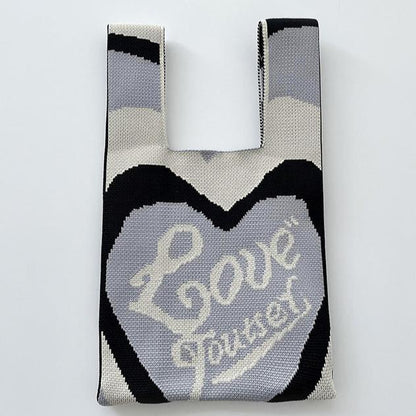 Gradient Love Woman's Knitted Tote Bag Knit Waist Bag