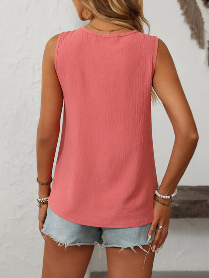 Women's Sleeveless Round Neck Top – Casual Summer Tank Blouse