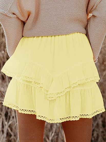 Women’s High Waist Tiered Ruffle Mini Skirt