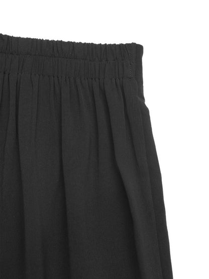 Women's Lace Hem Wide Leg Pants Black Casual Trousers