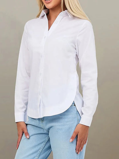 Women's Long Sleeve Button Down Collared Work Shirt