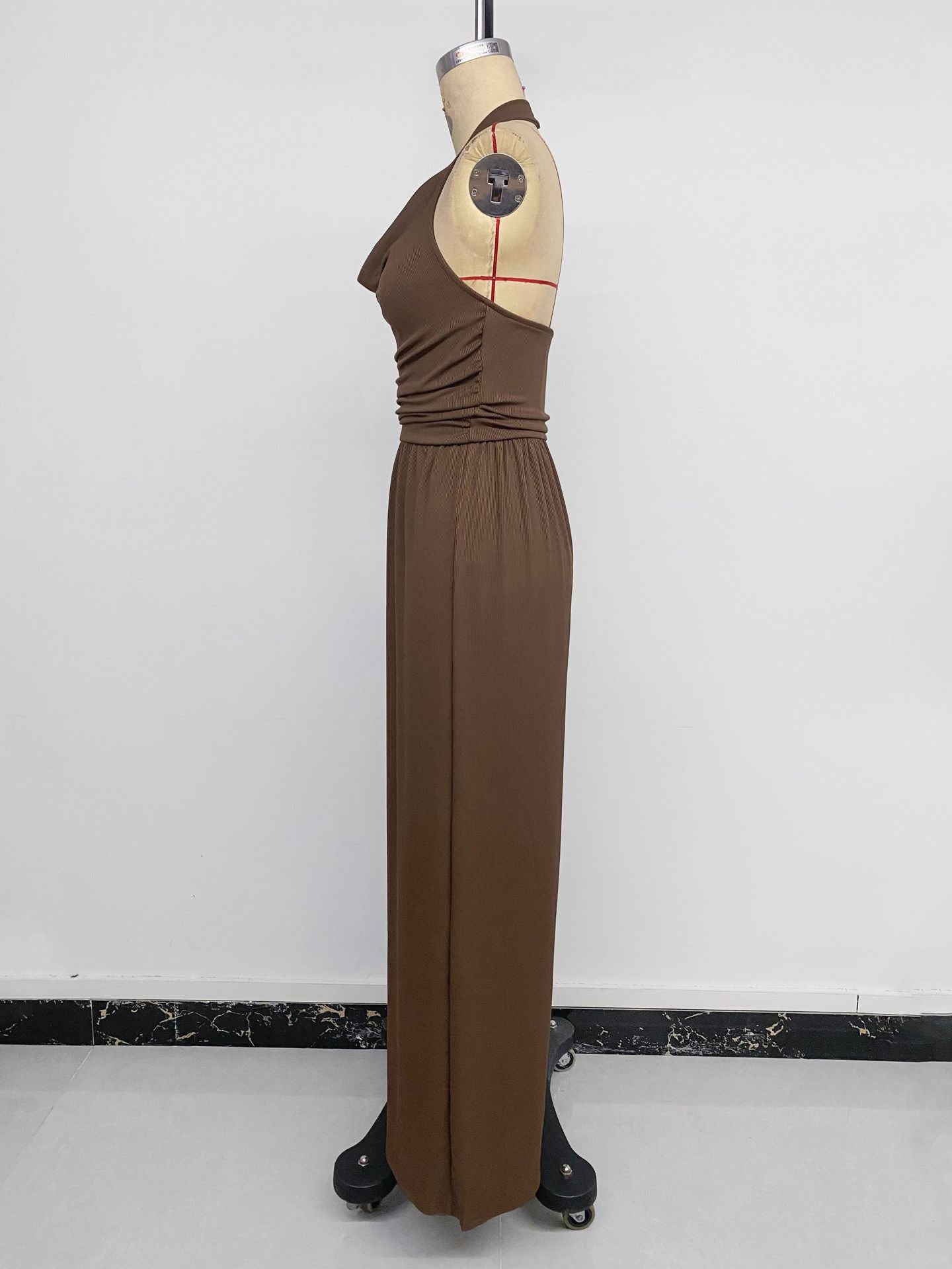 Cowl Neck Backless Wide Leg Jumpsuit Sleeveless Romper
