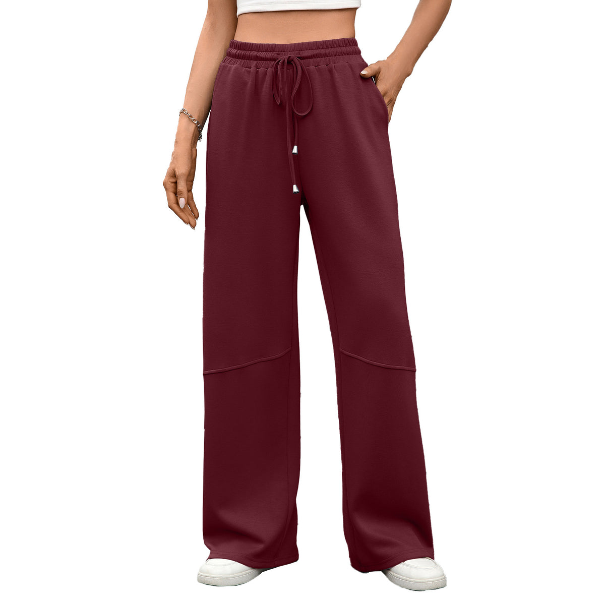Women's Wide Leg Lounge Pants Drawstring Waist Pockets