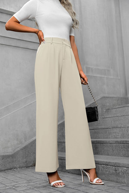 Women's High-Waist Wide-Leg Suit Pants - Elegant Office Trousers