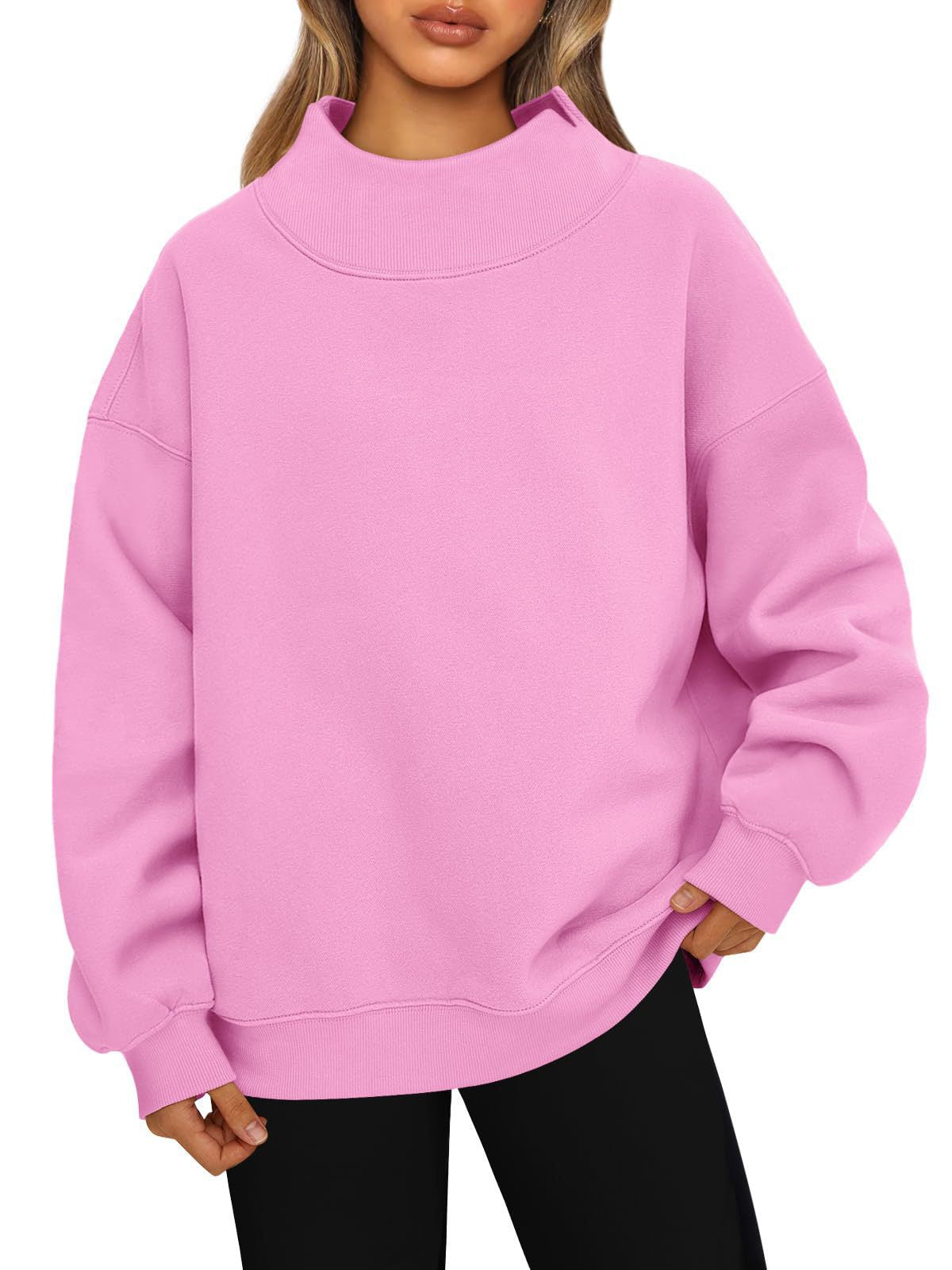 Women's Mock Neck Oversized Pullover Sweatshirt