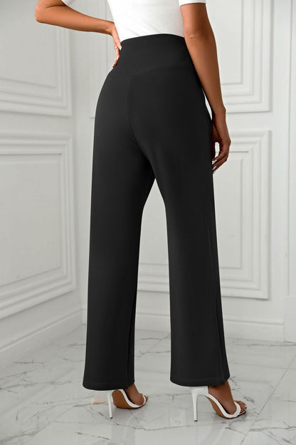 Women's High-Waist Flare Pants - Casual Loose Straight-Leg