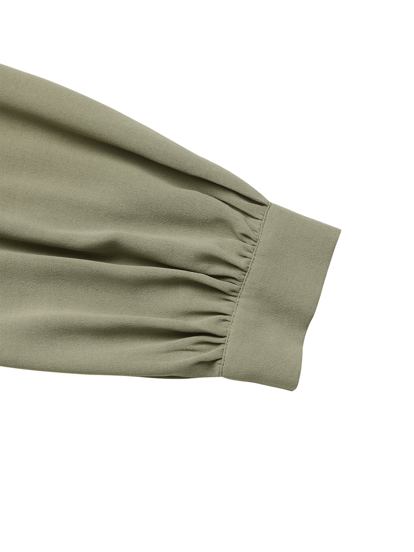 Solid Pleated V-Neck Dress Lantern Sleeve Elegant