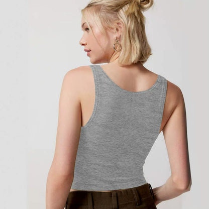 Slim-Fit Solid Color Spice Girl Vest Cross-Border Top