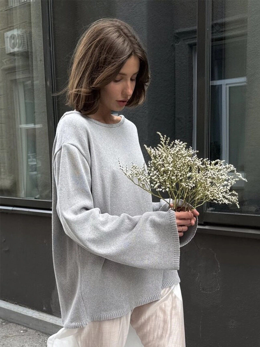 Women's Open Back Cotton Sweater Oversized Pullover