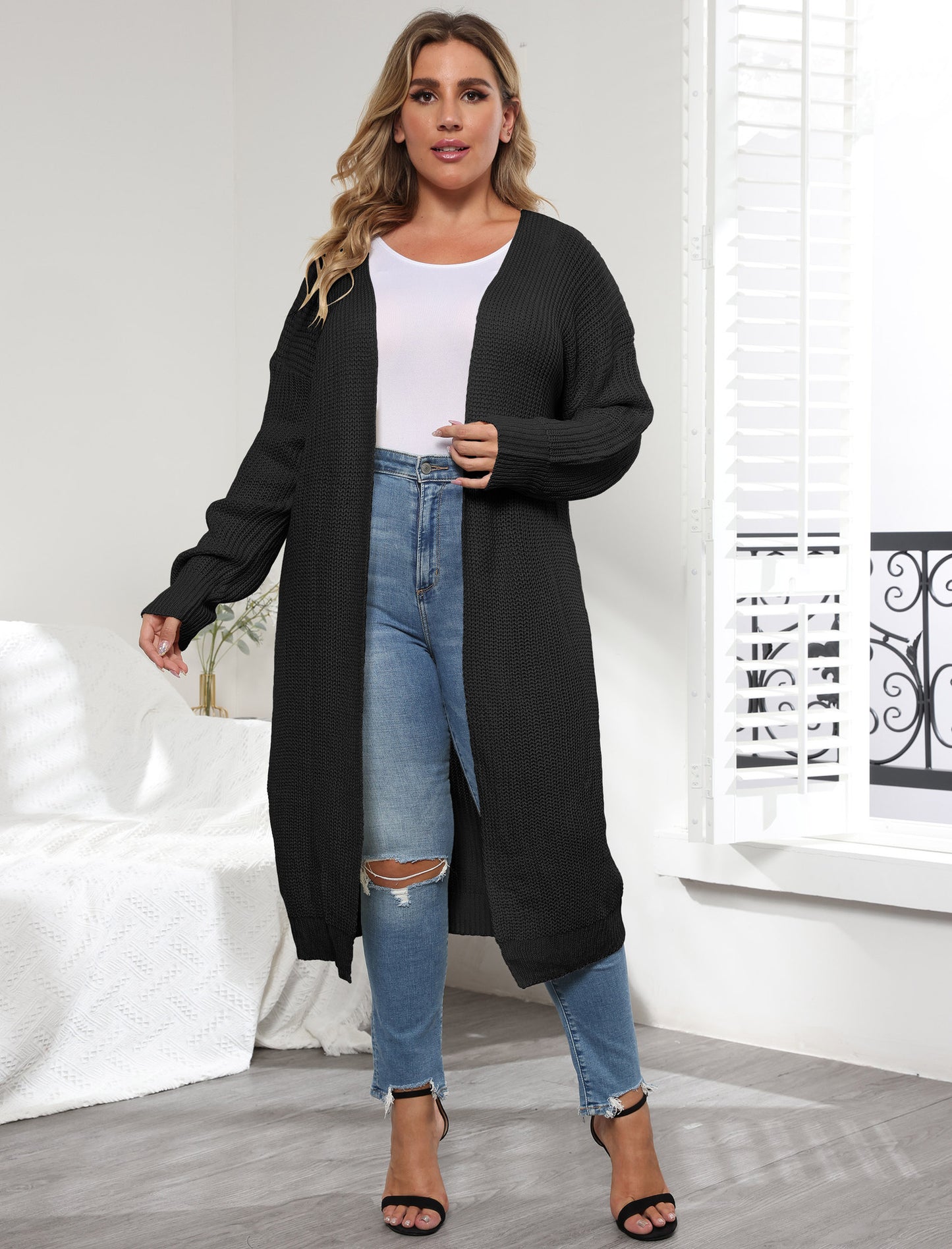 Women's Simple Fashion Medium and Long Sweater Cardigan