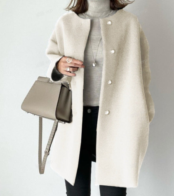 Women's Oversized Straight Wool Blend Coat Mid-Length