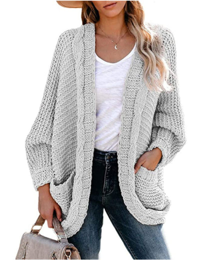 Women's Oversized Chunky Knit Open Front Cardigan Pockets