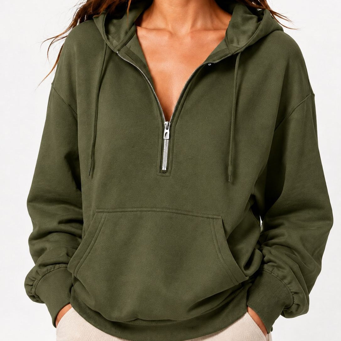 Women's Oversized Half Zip Hoodie Pullover Sweatshirt