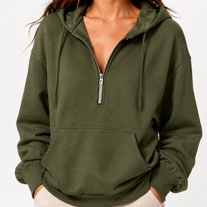 Women's Oversized Half Zip Hoodie Pullover Sweatshirt