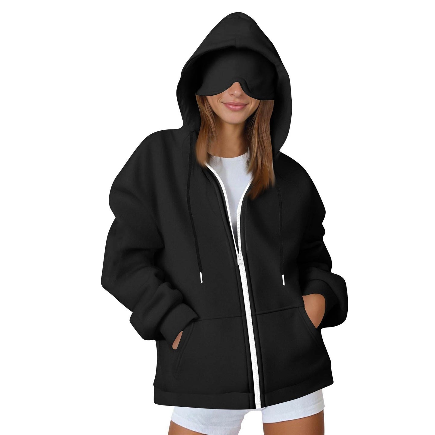 Oversized Zip Up Hoodie Women with Pockets