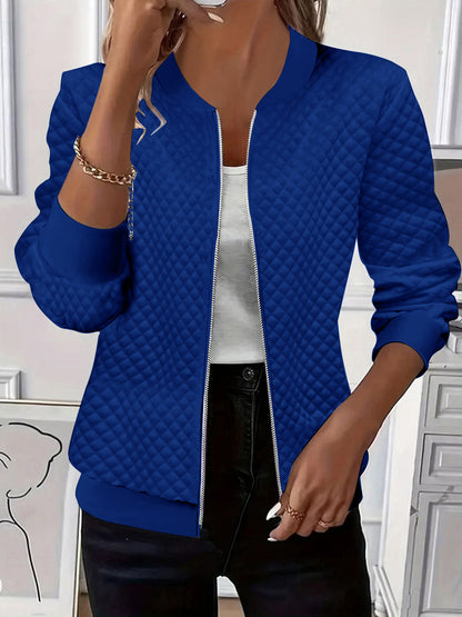 Women Quilted Zip Up Jacket Casual Lightweight Long Sleeve