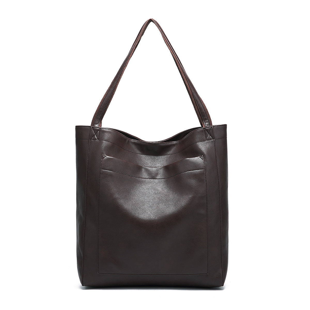 Vintage Soft Leather Tote Bag with Pocket Large Capacity