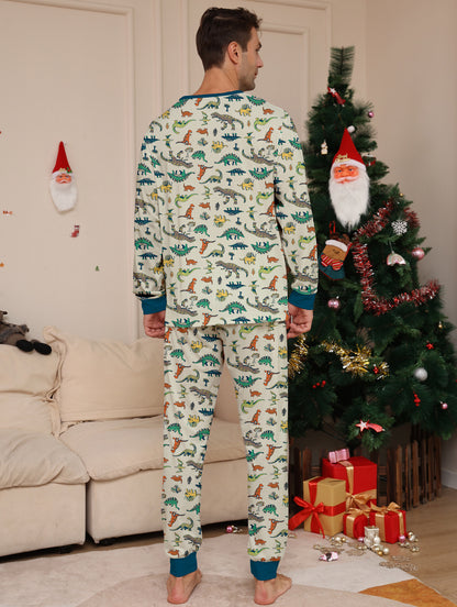 Animal Dinosaur Parent-Child Printed Christmas Pajama Set