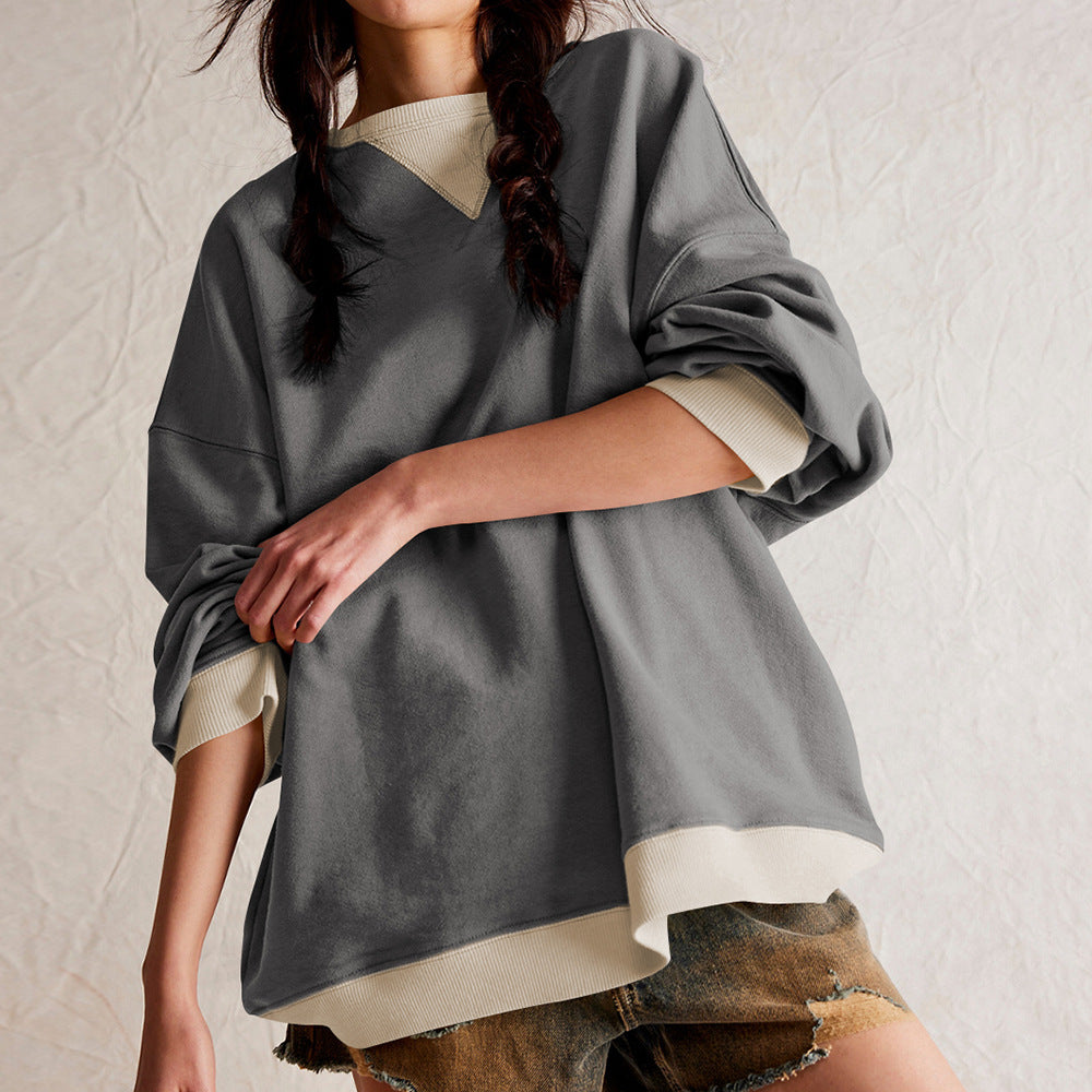 Spring Autumn Street Style Crew Neck Loose Sweater