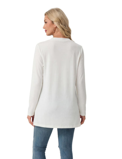 Women's Open Front Knit Cardigan with Pockets Long Sleeve