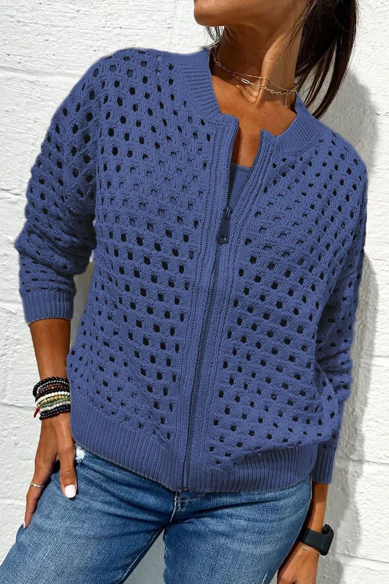 Women's Crochet Zip Up Cardigan Lightweight Jacket