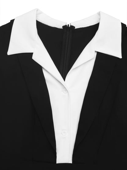 Black White Sleeveless Jumpsuit Elegant Work Outfit
