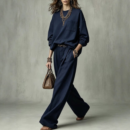 Women's Oversized Crewneck Sweatshirt Wide Leg Pant Set
