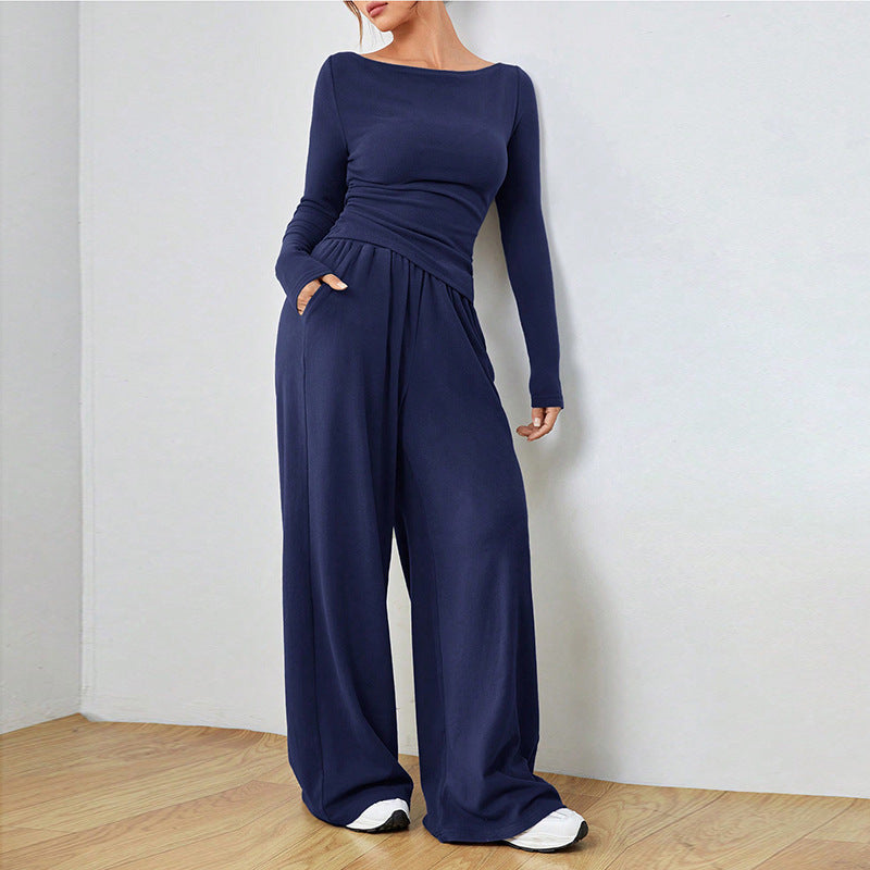 Women's Two Piece Wide Leg Pants Set Long Sleeve