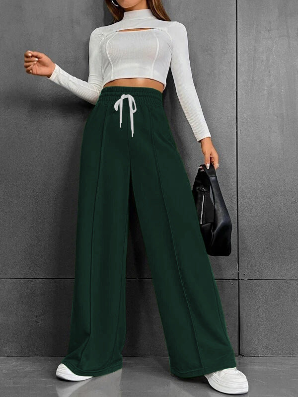 Womens High Waisted Drawstring Wide Leg Sweatpants