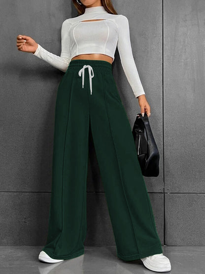 Womens High Waisted Drawstring Wide Leg Sweatpants