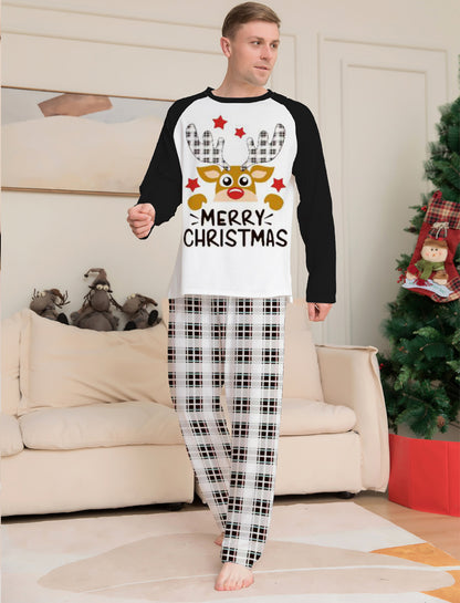 Deer Letter Plaid Parent-child Outfit Printed Loungewear Christmas Pajamas