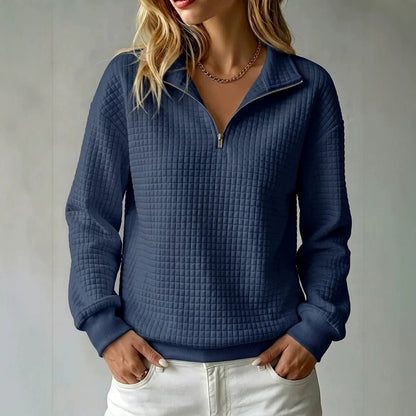 Women's Oversized Waffle Half Zip Pullover Sweatshirt
