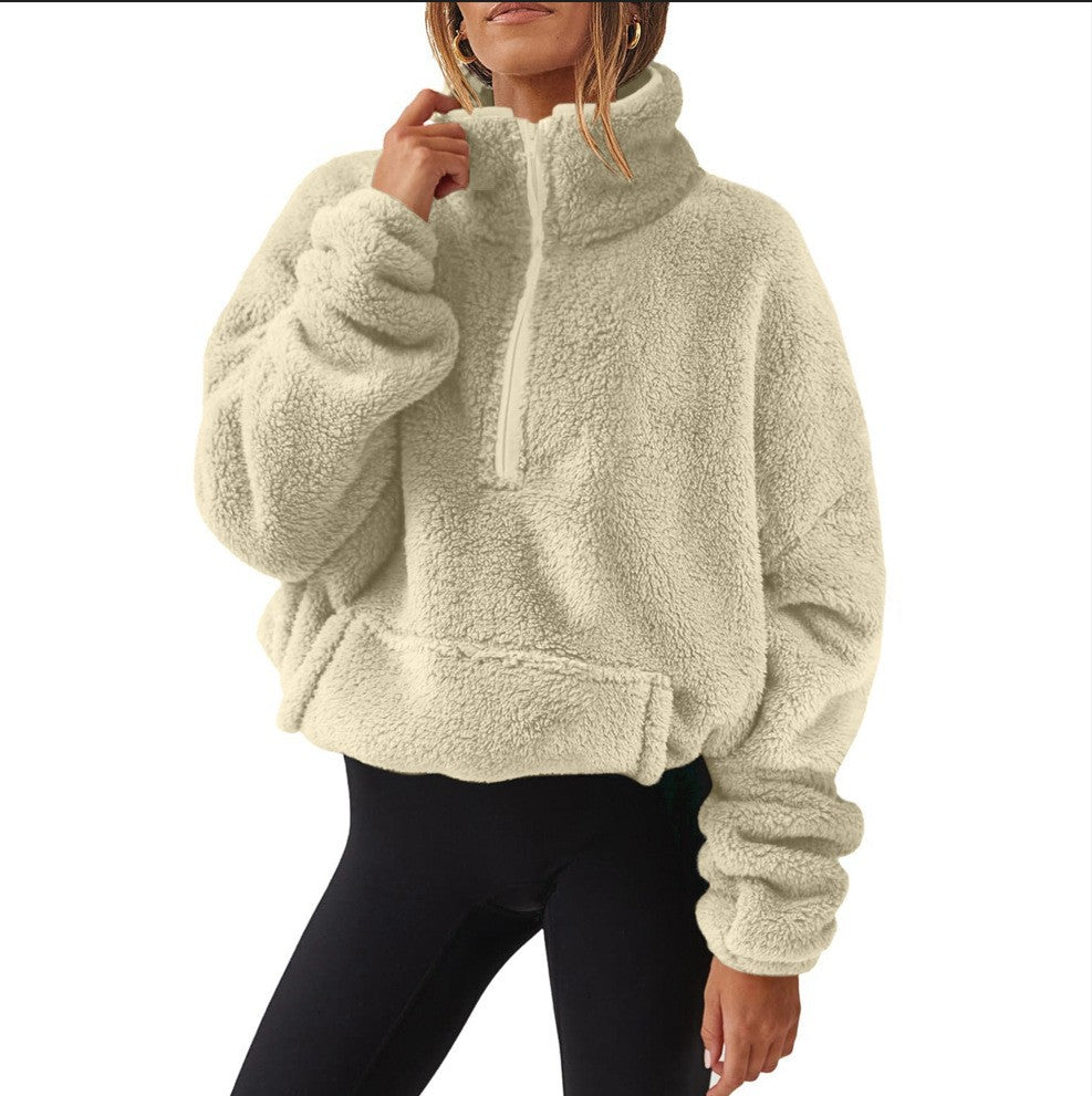 Women's Sherpa Half Zip Pullover Sweatshirt